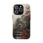 Autumn Temple Steps phone case | Japanese watercolor landscape cover
