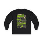 1970 Cuda Muscle Car Long Sleeve Tee | Green Classic Car Graphic