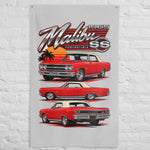 1965 Malibu SS Convertible Red Banner 34x56 Garage Man Cave Wall Decor Gift