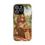 Cocker Spaniel Picnic Scene phone case | vintage dog art