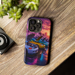 Sunset Car Meet Civic Phone Case | Sports Cars, Palm Trees, Neon Beach Scene