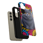 British Shorthair Round Pop Art Tough Phone Case