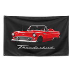 1956 Thunderbird Convertible Wall Flag Banner 34x56 Red Classic Car Decor