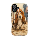 Guilty Basset Hound Phone Case, Muddy Watercolor Art Cover