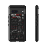 R35 GTR Infographic Phone Case, Black Spec Sheet Tough Cover