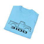 1956 3100 Pickup Black Outline Silhouette Emblem Classic Truck T-Shirt Chevy Fan Gift Tee