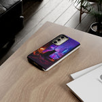 Lo-Fi Cat Neon Rain Window Vaporwave Art Tough Phone Case