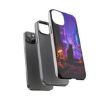 Lo-Fi Cat Neon Rain Window Vaporwave Art Tough Phone Case
