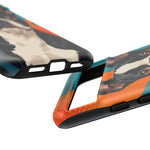Boston Terrier Pop-Art Portrait Tough Phone Case - Teal Orange