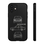 Datsun 510 Triple View Line Art JDM Tough Phone Case Cover Gift