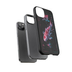 Glitch Koi Fish Art Tough Phone Case - Cyan Pink on Black