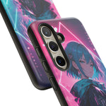 Anime Girl Phone Case Teal, Neon Kanji Calm Gradient Tough Cover