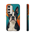 Boston Terrier Pop-Art Portrait Tough Phone Case - Teal Orange