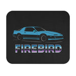 Firebird Retro 80s Car Mouse Pad – Blue Coupe Neon Logo, Non-Slip Rubber Base