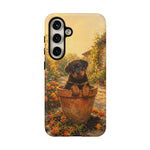 Rottweiler Puppy in Flower Pot Tough Case | Floral Dog Phone Cover