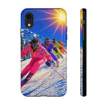 Retro Skiers Phone Case | Neon 80s Skiing Tough Cover