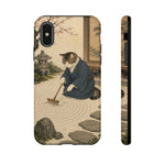 Zen Garden Cat Phone Case, Sand Spiral Japanese Art Cover