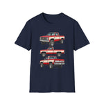 1982 Chevy K10 Silverado Red Pickup T-Shirt | Trio Truck Illustration
