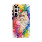 Persian Cat Watercolor Portrait Tough Phone Case - Rainbow
