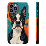 Boston Terrier Pop-Art Portrait Tough Phone Case - Teal Orange