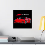 Red Corvette C8 Z06 Poster Modern Supercar Wall Art