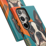 Boston Terrier Pop-Art Portrait Tough Phone Case - Teal Orange