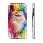 Persian Cat Watercolor Portrait Tough Phone Case - Rainbow