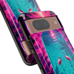 Neon Flamingo Pool Vaporwave Art Tough Phone Case