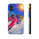 Retro Skiers Phone Case | Neon 80s Skiing Tough Cover