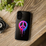 Glitch Peace Sign Phone Case, RGB Melt Digital Art Tough Cover, Gift
