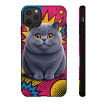 British Shorthair Round Pop Art Tough Phone Case