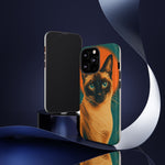 Siamese Cat Retro Halftone Portrait Case - Orange Teal Print