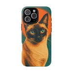 Siamese Cat Retro Halftone Portrait Case - Orange Teal Print