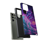 Neon Dolphin Ocean Vaporwave Art Tough Phone Case
