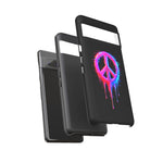 Glitch Peace Sign Phone Case, RGB Melt Digital Art Tough Cover, Gift