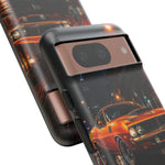 Orange Cuda Phone Case, Rainy City Night Muscle Car Tough Cover