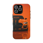 Orange Mustang Art Phone Case, GT500 American Muscle Car Tough Cover for Male