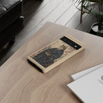 Samurai Cat Phone Case, Cherry Blossom Katana Art Cover