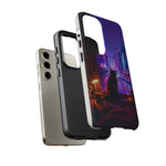 Lo-Fi Cat Neon Rain Window Vaporwave Art Tough Phone Case
