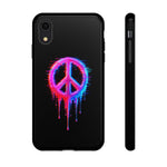 Glitch Peace Sign Phone Case, RGB Melt Digital Art Tough Cover, Gift