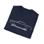 1965 Bonneville Classic Car Outline T-Shirt Line Art Silhouette Emblem Car Fan Gift