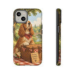 Cocker Spaniel Picnic Scene phone case | vintage dog art