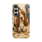 Guilty Basset Hound Phone Case, Muddy Watercolor Art Cover
