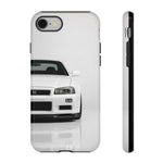 White Skyline Phone Case, R34 GTR 90s JDM Legend Tough Cover for Men, Gift