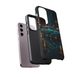 Vintage Teal 1957 Bel Air Classic Car Tough Case | Retro Rainy City Phone Cover