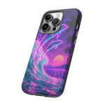 Neon Dolphin Ocean Vaporwave Art Tough Phone Case