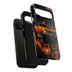 Orange Cuda Phone Case, Rainy City Night Muscle Car Tough Cover