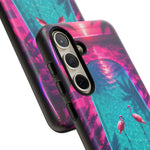 Neon Flamingo Pool Vaporwave Art Tough Phone Case
