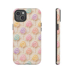 Pastel Swirl Lollipops Tough Case | Candy Pattern Phone Cover