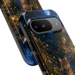 Moonlit Garden Cat Phone Case, Firefly Painterly Art Cover
